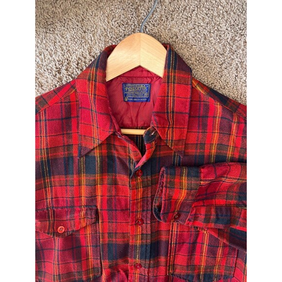 1970's Pendleton Wool Plaid Button Up Flannel Double Pocket Size 15 1/2 Medium - Picture 5 of 7